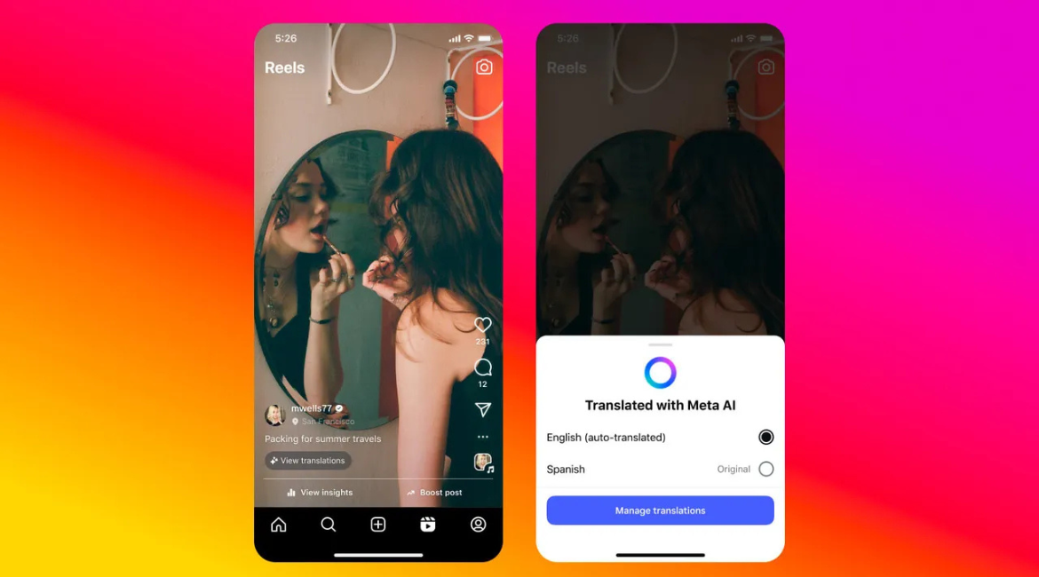Meta lança dublagem com IA no Instagram e promete que você vai falar espanhol (com sua própria voz)