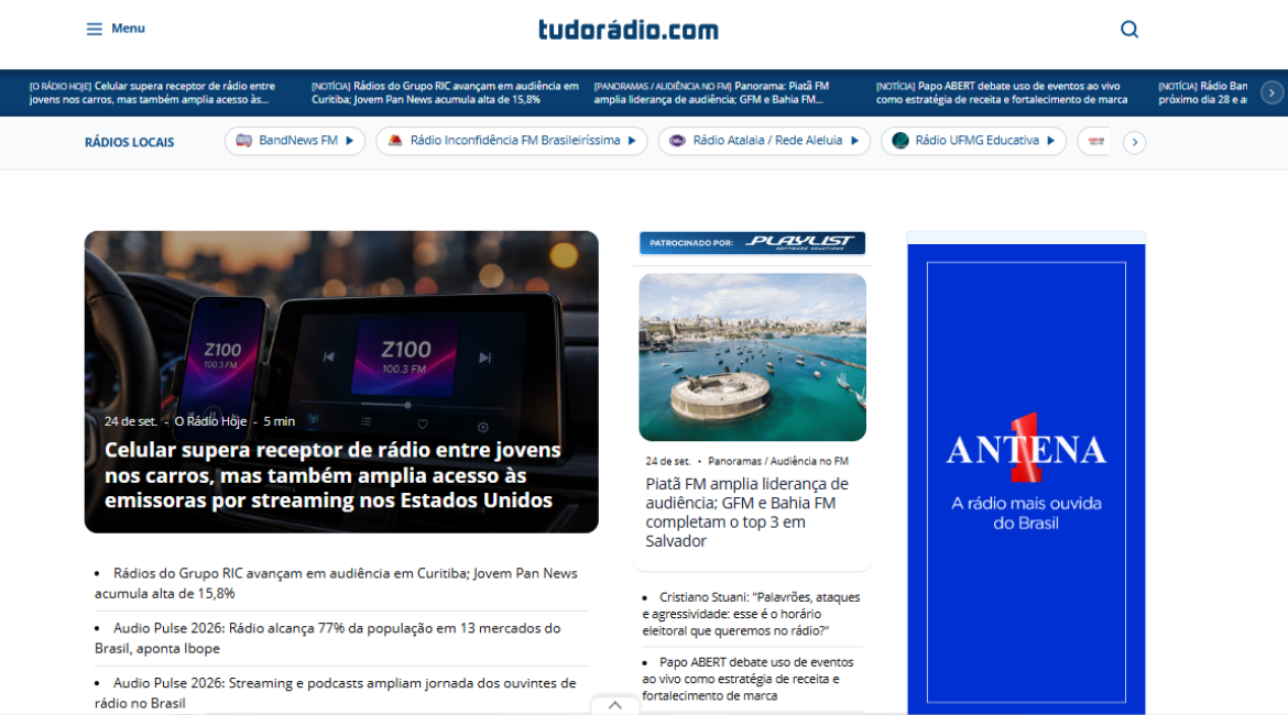 Nova plataforma amplia integração entre jornalismo, Dials, redes e rádios ao vivo no tudoradio.com